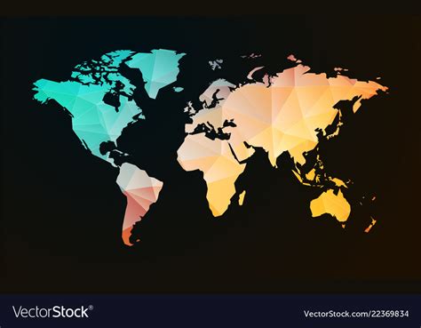 Modern world map pastel geometric shape Royalty Free Vector