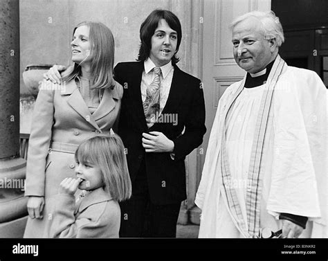 Beatles 1969 Paul McCartney marries Linda Eastman at church with her ...