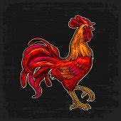 Vintage rooster vector by New year 2017 on black background — Stock Vector © shtefan.ruslan ...