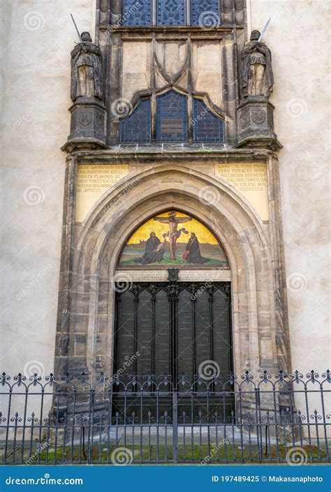 95 Theses Door Luther Crucifixion Mosaic Castle Church Wittenberg Germany Royalty-Free Stock ...