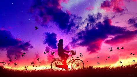 Bicycle, Boy, Silhouette, Sunset, Clouds, Sky, Scenery, Digital Art 4k, HD Wallpaper | Rare Gallery