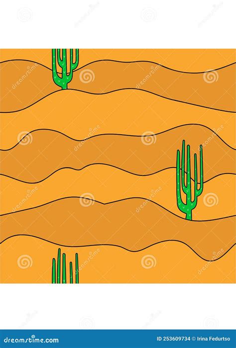 Vector Seamless Pattern. Desert with Cacti. Sand Stock Vector ...