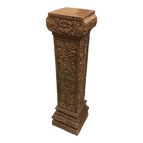 Solid Wood Hand Carved Pillar | Chairish