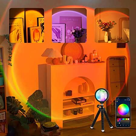 Tsrarey Sunset Projection Lamp, 180 Degree Rotation Rainbow Projection Lamp Led Light,Sunset ...