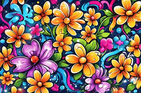 Premium AI Image | Flower Graffiti Wallpaper Graffiti Background Floral ...