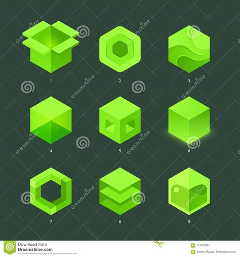 Vector Set of Green Hexagon Flat and Gradient Stylish Logos. Hexagon ...