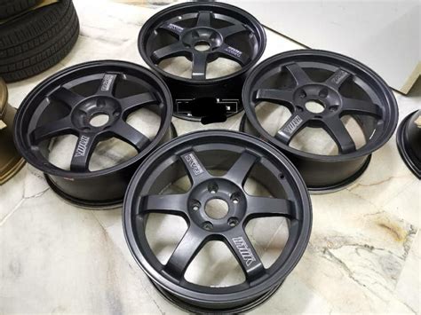 17" TE37 Matte Black, Auto Accessories on Carousell