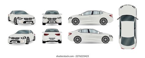 Set Different Angles White Car View: vetor stock (livre de direitos ...