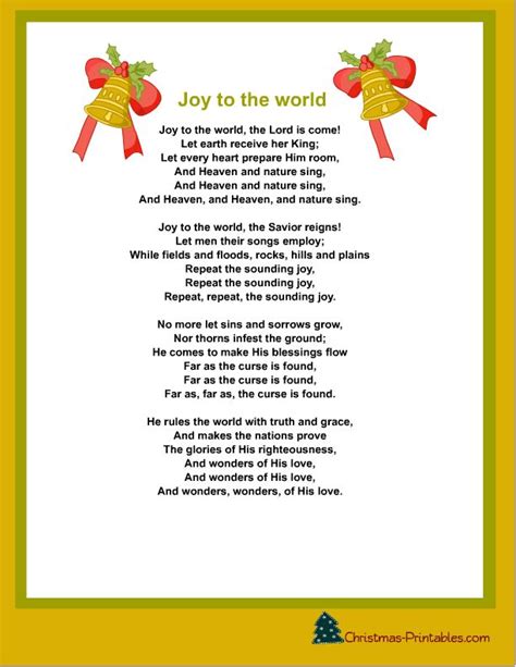 Free Printable Christmas Carols and Songs Lyrics | Christmas lyrics, Christmas carols lyrics ...