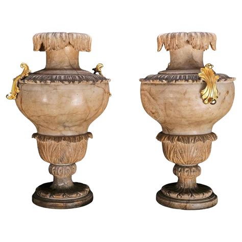 Pair of extremely rare Alabaster vases, Italy, 1st half of 18th century ...