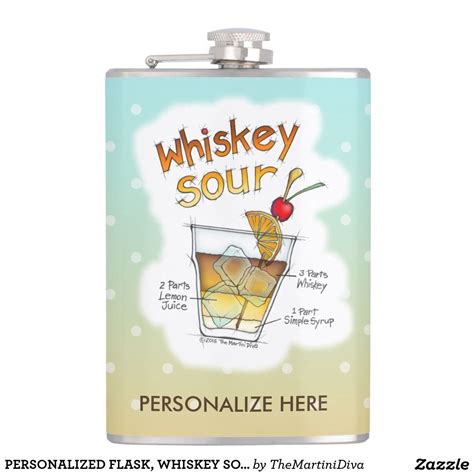 PERSONALIZED FLASK, WHISKEY SOUR RECIPE ART FLASK