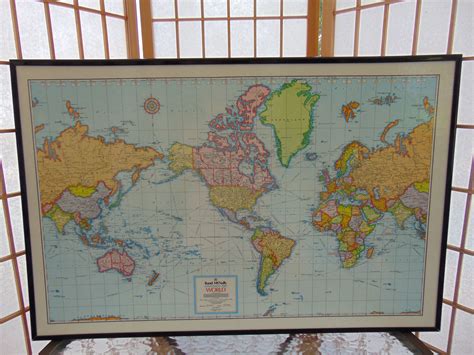 Vintage Framed Rand McNally Cosmopolitan World Map from the 1980s | Vintage frames, Vintage ...