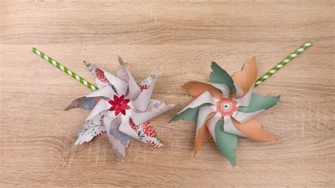 Flower Pinwheel Craft | Paper Craft DIY Craft Ideas | tableri.com