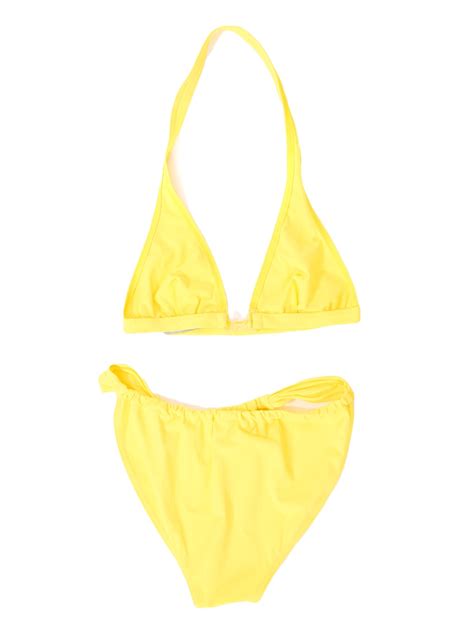 Boutique LES PRAIRIES DE PARIS Fluorescent yellow two-piece bikini swimming costume Size 34