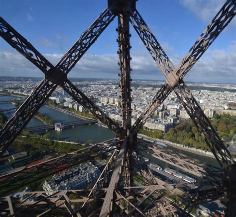 View of Paris from the Eiffel Tower Elevator Stock Image - Image of ...