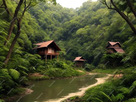 Premium AI Image | African forest landscape background with a hiking ...