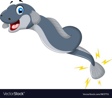 Cute electric eel cartoon posing Royalty Free Vector Image