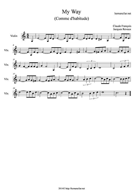 My Way Violin Sheet Music - Free Sheet Music