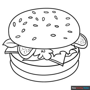 Burger Coloring Page | Easy Drawing Guides