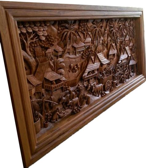 Large carved teak wood wall art decor 3D panel with beautiful | Etsy in 2020 | Wood wall art ...