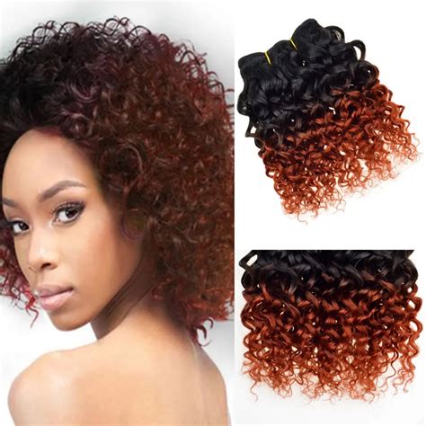 7a Brazilian Virgin Hair Ombre Kinky Curly Hair Weave 1b 350 Short Bob ...