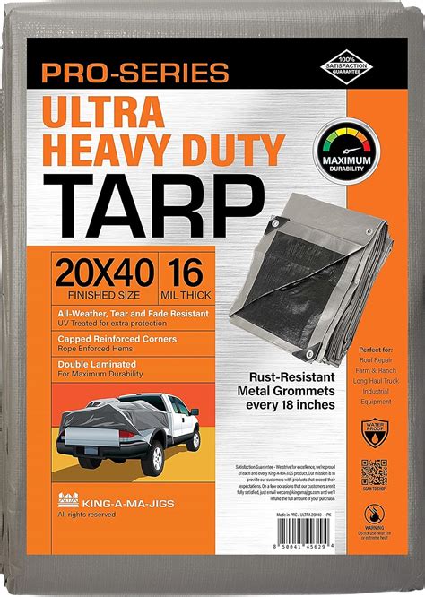 Amazon.com: 20x40 Ultra Heavy Duty Tarp, Extra Thick 16 Mil, Maximum Durability, Tear & Fade ...