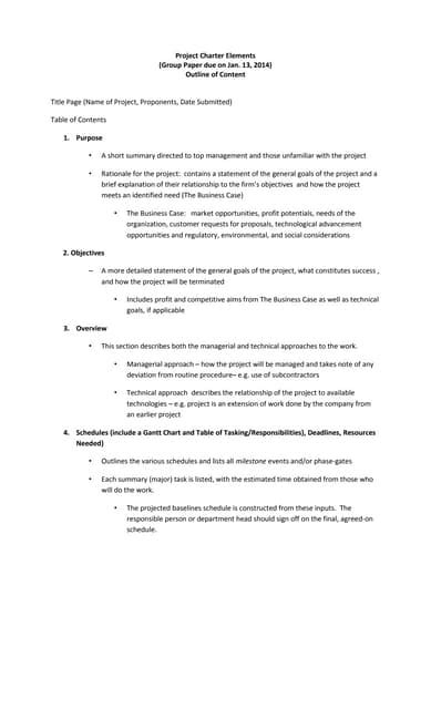 Project charter elements | PDF