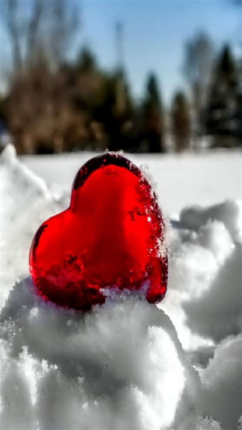 Red heart in the snow | Valentines wallpaper, Heart wallpaper, Heart pictures