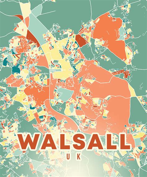 Walsall UK Map Digital Art by Alexandru Chirila - Pixels