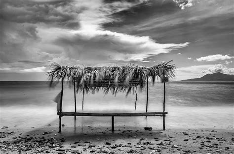 HD wallpaper: grayscale photography of hut on seashore, DSC, jpg ...