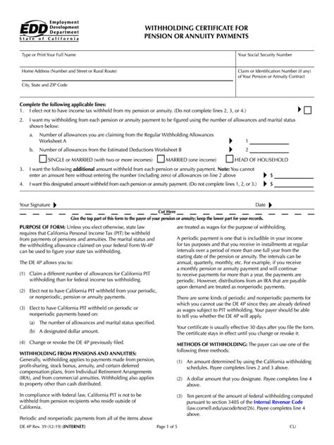 2019-2024 Form CA EDD DE 4P Fill Online, Printable, Fillable, Blank - pdfFiller