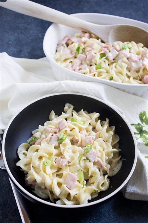 Creamy Parmesan Noodles with Ham - Recipe Girl