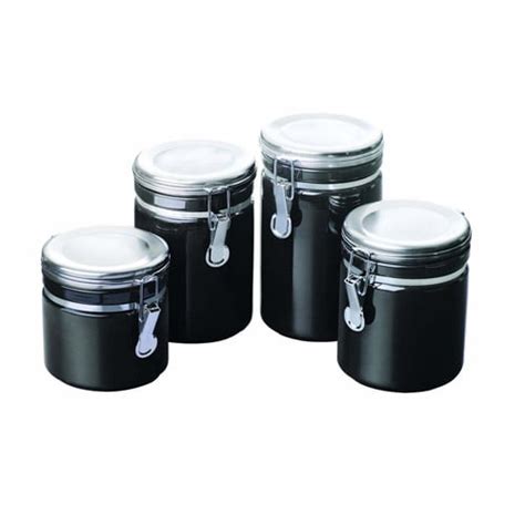 4PC BLACK CANISTER SET W/SS LIDS - Walmart.com - Walmart.com