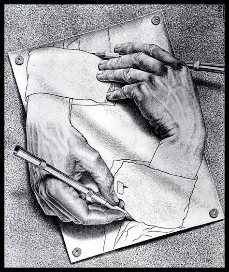 M C Escher Print Escher Art drawing Hands Circa | Etsy