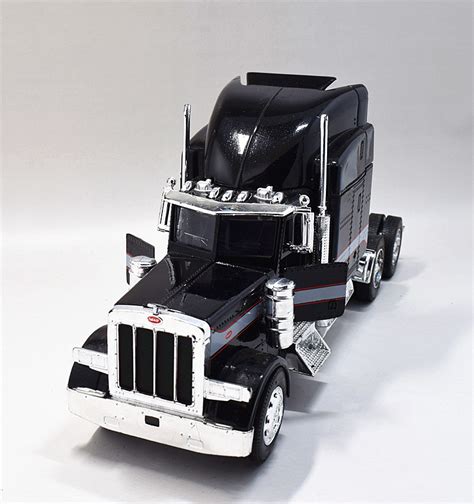 New Ray 1:32 Peterbilt 379 Semi Trailer Diecast Model Truck Black Gray | eBay