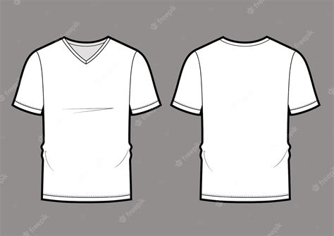 Premium Vector | Men's white V-neck t-shirt design templates (front, back views). Vector ...