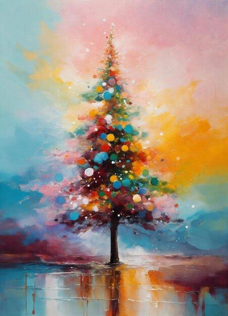 Premium AI Image | Abstract oil painting of Christmas tree