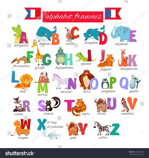 Cute Cartoon French Illustrated Alphabet Animals Stock Vector (Royalty Free) 296044064 ...