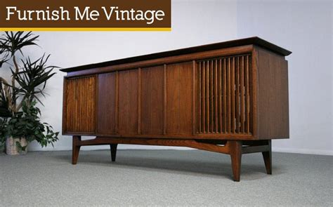 Empty Mid Century Modern Console Stereo Cabinet