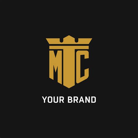 MC initial logo with shield and crown style 24305092 Vector Art at Vecteezy