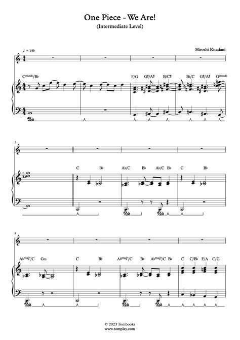 One Piece - We Are! (Intermediate Level, Solo Piano) (Hiroshi Kitadani) - Piano Sheet Music