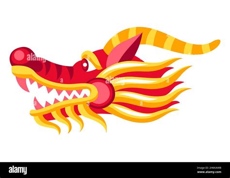 Illustration of Chinese dragon head. Asian tradition symbol Stock ...