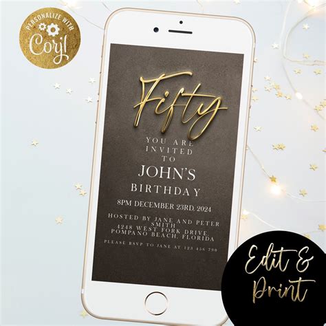 Digital Invitation 50th Birthday Invitation Digital Invitation - Etsy UK