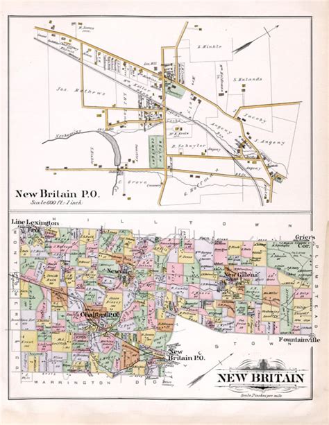 1891 Map of New Britain Township Bucks County Pennsylvania - Etsy