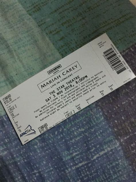 Concert ticket (Mariah Carey), Tickets & Vouchers, Event Tickets on ...