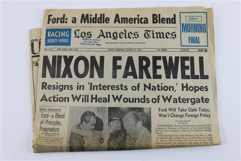 Lot Detail - Richard Nixon Resignation Newspaper - L.A. Times - August ...