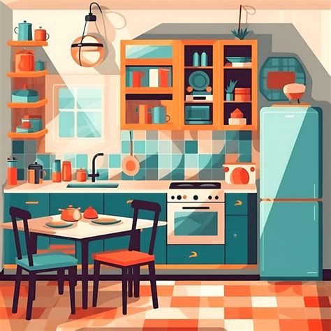 Premium AI Image | Modern kitchen interior Kitchen and dining room combination Illustration
