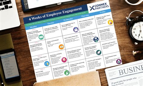 Employee Engagement Ideas: 4-Week Printable Calendar