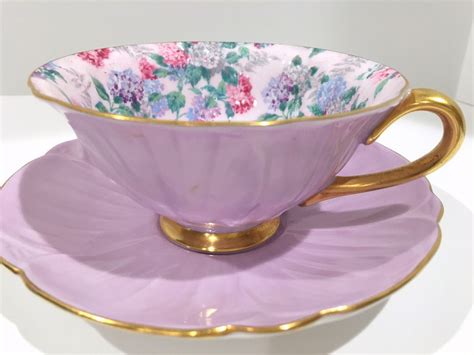 Shelley Tea Cup and Saucer, Summer Glory Pattern 13418, Shelley China, Lilac Cups, Chintz Tea ...