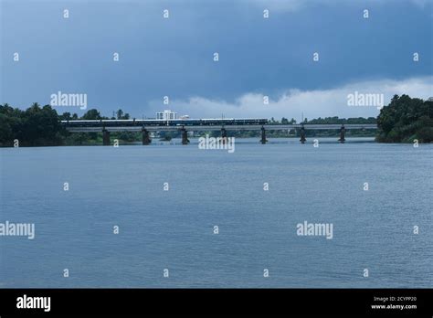 Aluva or Alwaye banks of Periyar River Kerala bridge across Periyar ...